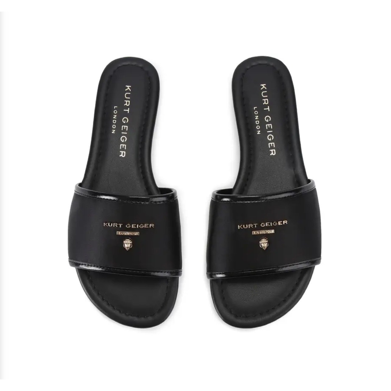Kurt Geiger London Portobello Flat Sandal Women Black Excellence Eagle Head Logo